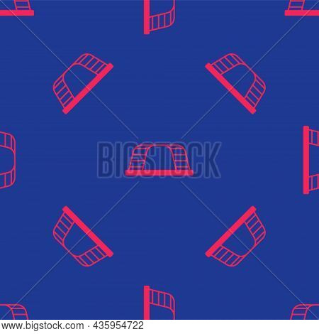 Red Monkey Bar Icon Isolated Seamless Pattern On Blue Background. Vector