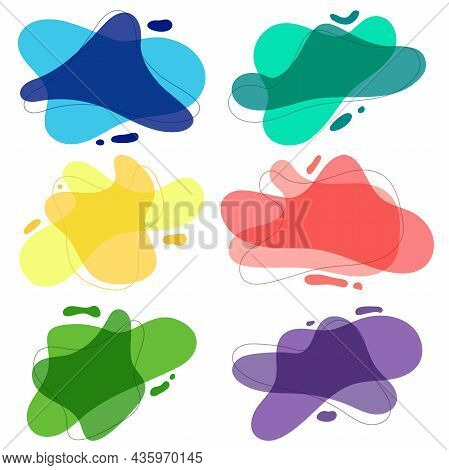 Set Of Abstract Colored Spots With Lines. For Modern Colorful Design Of Projects. Simple Flat Doodle