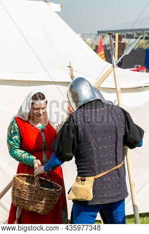 Russian Federation Moscow May 2018 Tournament Of St. George. Young Girl In Historical Renaissance Co