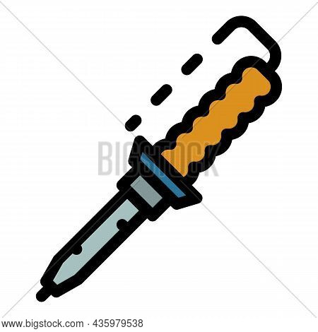 Soldering Iron Icon. Outline Soldering Iron Vector Icon Color Flat Isolated