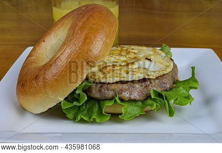 Egg And Sausage Patty On A Bagel
