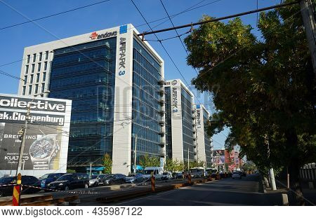 Bucharest, Romania - October 04, 2021: Afi Park 3, Afi Park 2, Afi Park 1 Office Buildings, In Bucha