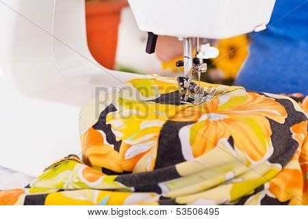 Working from home, a tailor at work.