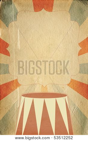 Retro Circus Style Poster Template On Rhombus Background With Ribbons