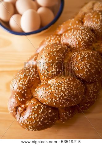 Challah and eggs