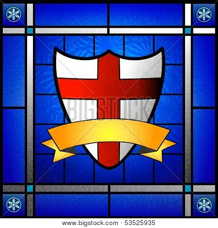 St George Shield In Stained Glass Window