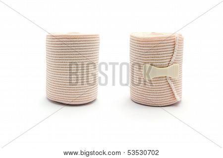 Elastic ACE compression bandage warp unwrapped, isolated