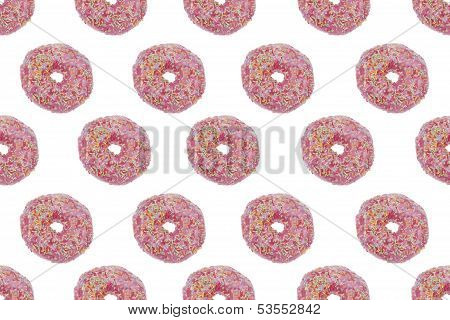 Seamless Pattern Of Pink Glazed Donuts
