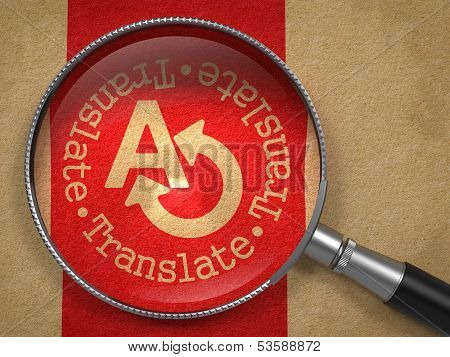 Magnifying Glass with Translating Concept.