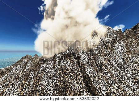 Anak Krakatau erupting - fantasy illustration