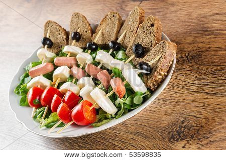 Fresh Italian Cheese And Vegetables With Bread