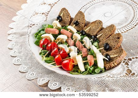 Fresh Italian Cheese And Vegetables With Bread