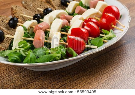 Fresh Italian Cheese And Vegetables With Bread