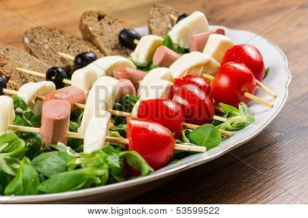 Fresh Italian Cheese And Vegetables With Bread