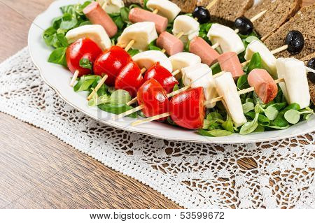 Fresh Italian Cheese And Vegetables With Bread