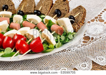 Fresh Italian Cheese And Vegetables With Bread