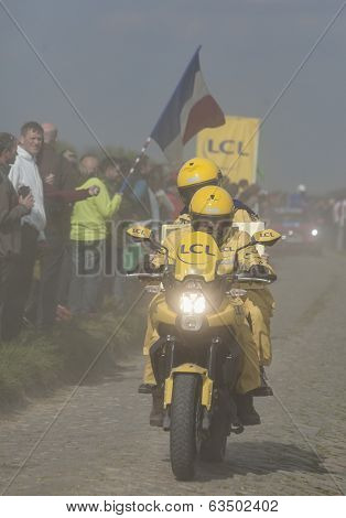 The Yellow Bike In The Dust- Paris Roubaix 2014