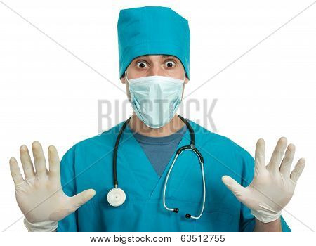 Scared Doctor In Uniform
