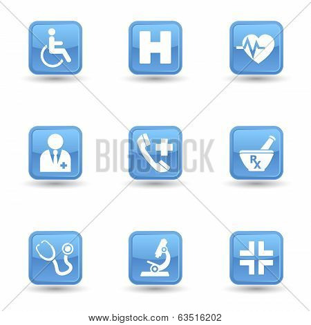 Medical Glossy Icons Set