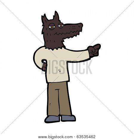 cartoon pointing wolf man