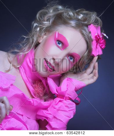 Woman in pink.