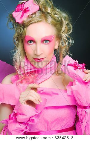 Woman in pink.