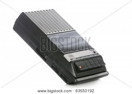 Retro Cassette Tape player and recorder isolated on a white 