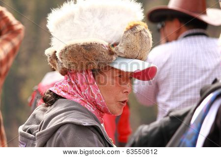 Tibetan lady in a traditional costume