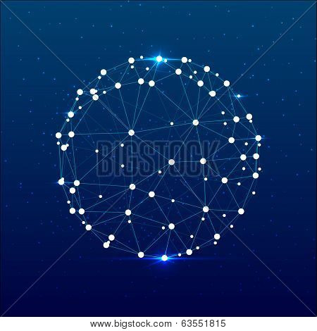 Abstract blue cosmic space triangular sphere