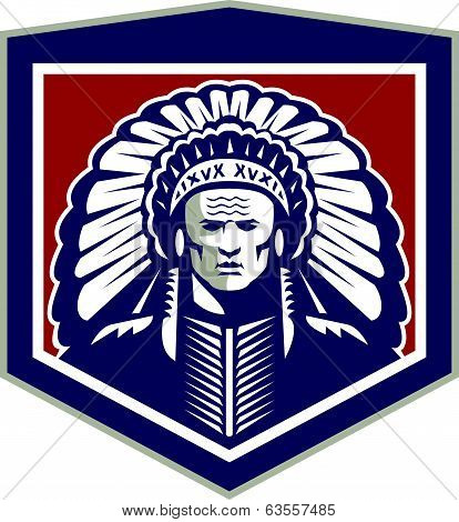 Native American Chief Shield Retro