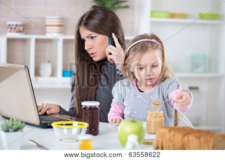 Overworked Businesswoman At Home