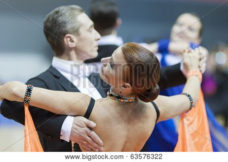 Minsk-belarus, March, 16: Vadim Pozhivilko - Evgeniya Pasternak Perform Senior Standard European Pro
