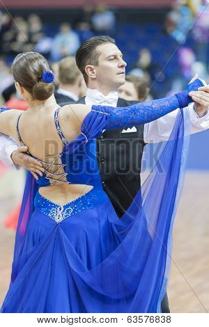 Minsk-belarus, March, 16: Yuriy Puchkov - Tatiana Puchkova Perform Senior Standard European Program