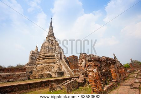 View Of Wat Phra Si Sanphet In Ayutthaya Thailand
