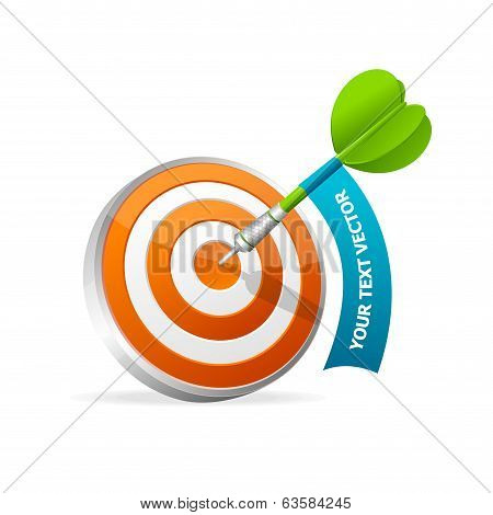 Dartboard with dart. Hitting A Target. Text banner
