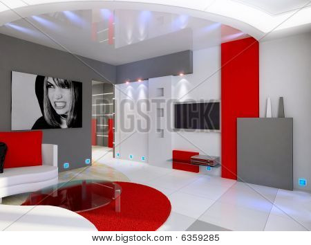 Rendu 3D intérieur moderne de salon
