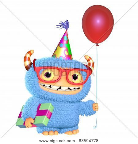 3D Cartoon Blue Monster