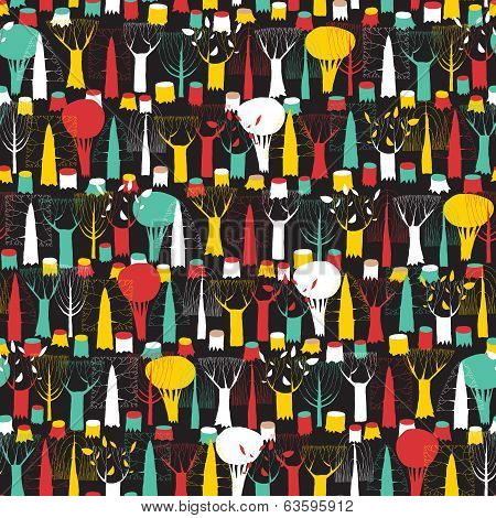Trees Seamless Pattern Tapestry In Colors