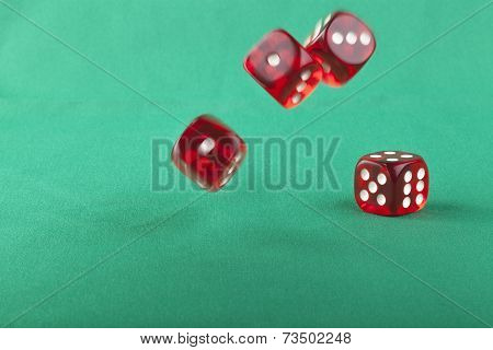 Bouncing Dice On Green