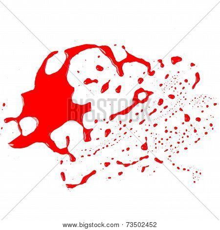 Blood Stains (puddle) Isolated On White Background.paint Color Dripping,