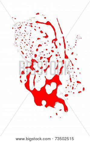 Blood Stains (puddle) Isolated On White Background.paint Color Dripping,