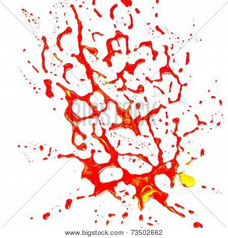 Blood Stains (puddle) Isolated On White Background.paint Color Dripping,