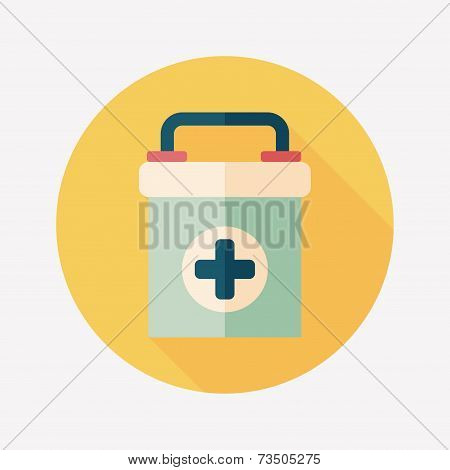 First Aid Kit Flat Icon With Long Shadow