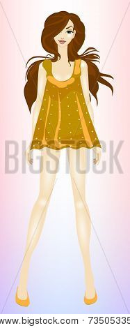 Young, beautiful, slim girl brown hair