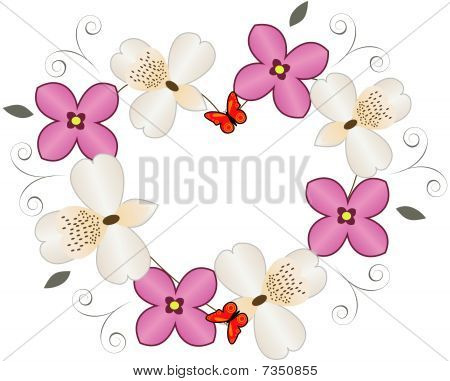 Blumen Herz mit Schmetterling