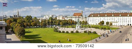Panorama View At Volksgarten Park And The Heldenplatz In Vienna