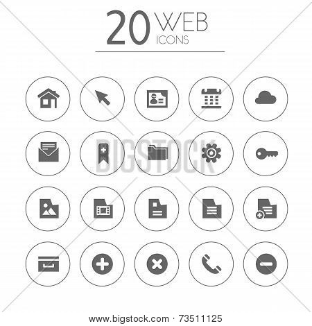 Simple thin web icons collection on white background