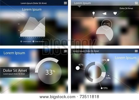 Abstract flat ui statistics templates collection with infographics and web elements