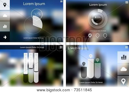 Abstract flat ui statistics templates collection with infographics and web elements