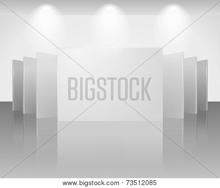 Vector three dimensional blank template of exhibition gallery stand walls